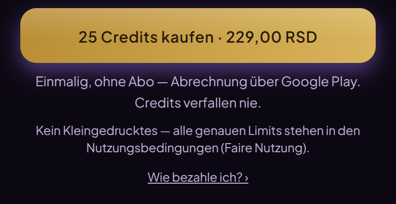 Die Kaufen-Schaltfläche, darunter der Link zu dieser Anleitung.