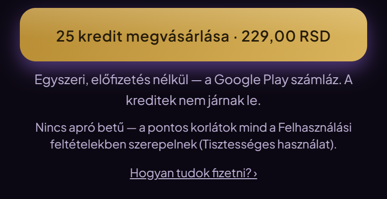 A vásárlás gombja, alatta a link ehhez az útmutatóhoz.