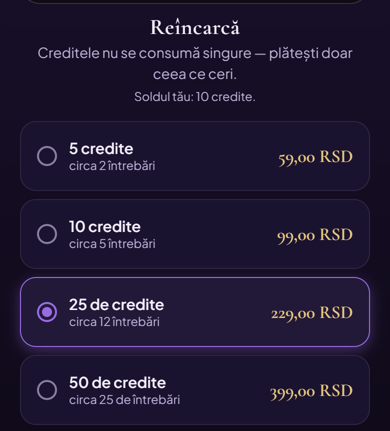 Pachetele de pe ecranul Magazin. Prețurile din imagine sunt doar un exemplu — tu vezi prețurile pe care Google Play le arată pentru țara ta.