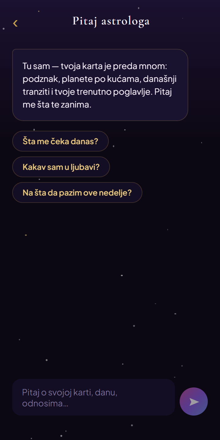 Razgovor sa astrologom u aplikaciji